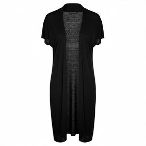 Eileen Fisher Woman XS Black Knit Cardigan Duster Open Front Lagenlook Hemp